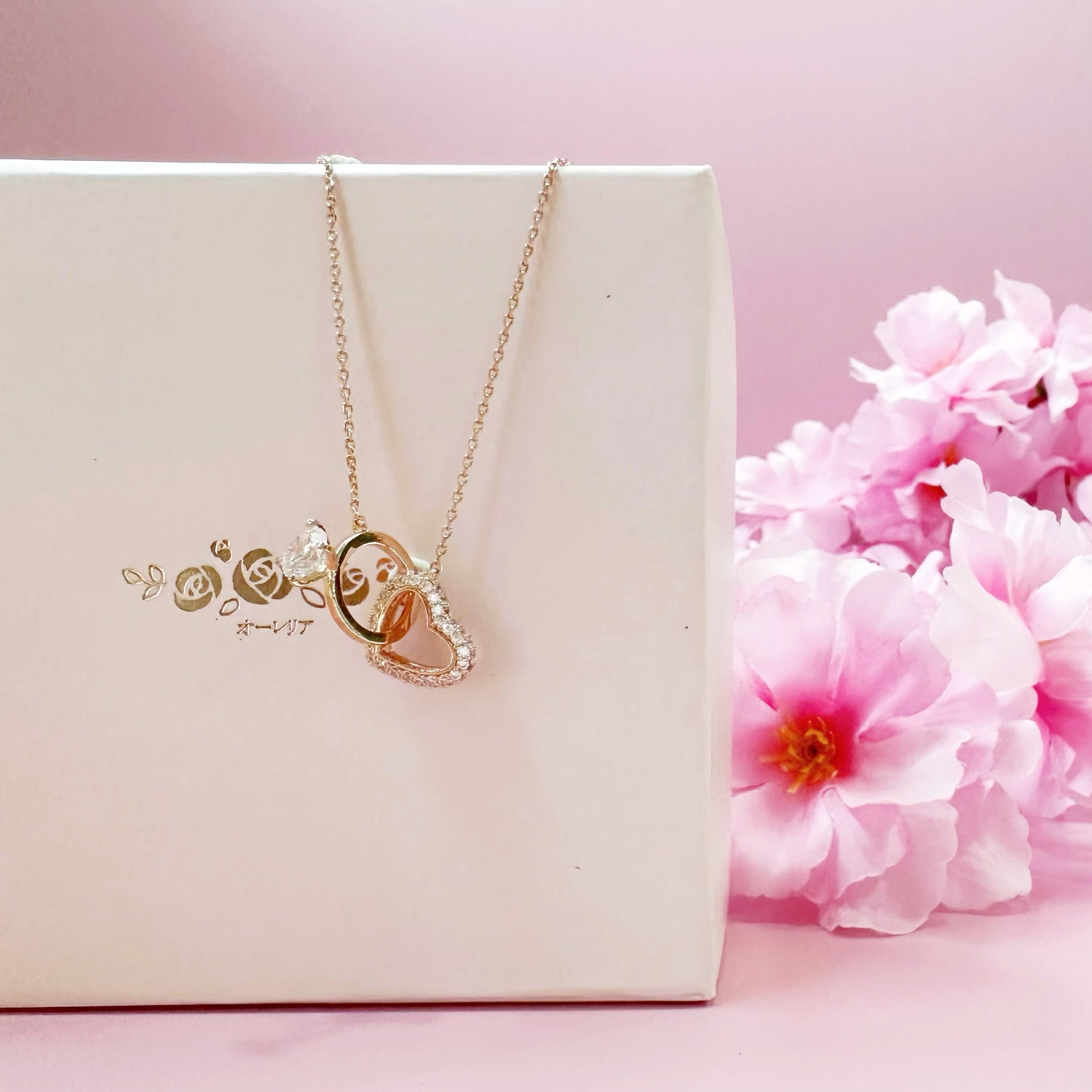Rose Gold Connect Your Heart Necklace Made in Korea Dainty