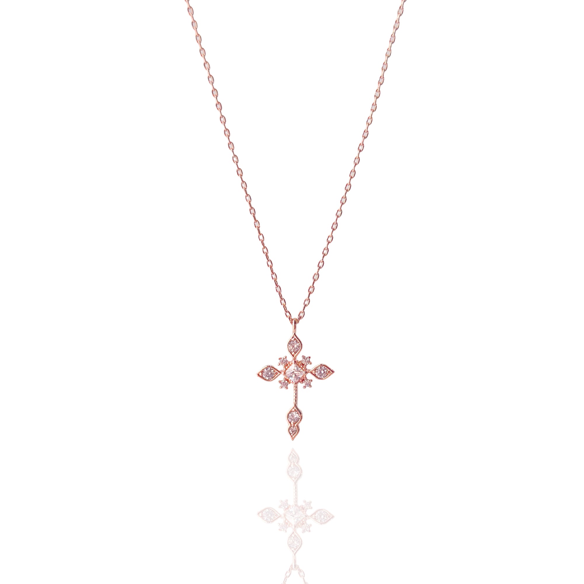 Rose Gold Serenity Cross Necklace Made in Korea Necklace