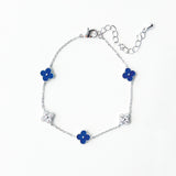 Navy Vanya Diamond Clover Bracelet