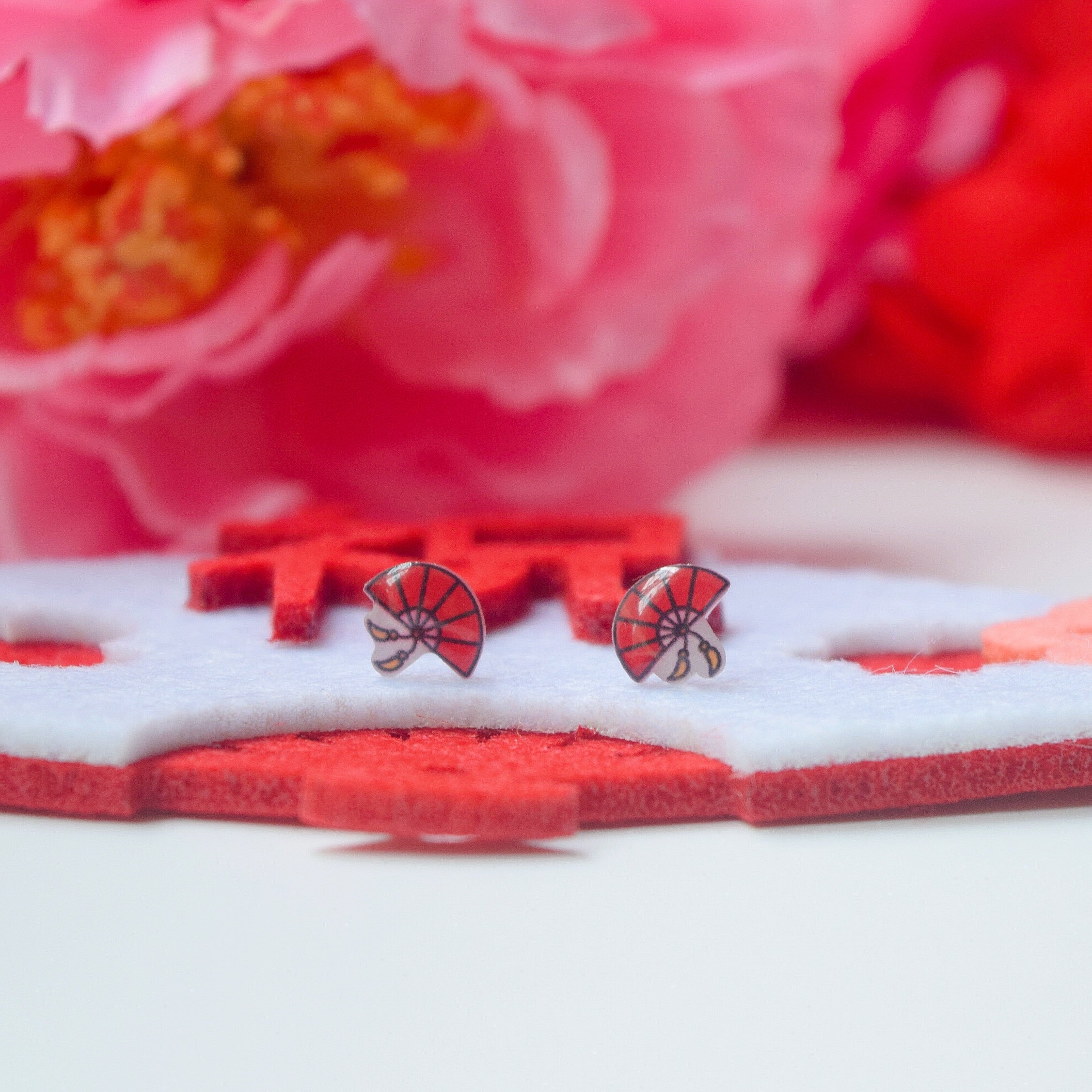 福 Made in Japan Earrings Japanese Style Anting Bride Bridal Dinner 925 Sterling Silver Accessory Fashion Fancy Stylish Costume Jewellery Online Malaysia Shopping Trendy Accessories Daily Wear Jewelry Dainty Minimalist Delicate Clip On Earrings No Piercing Special Perfect Gift From Heart For Your Loved One Chinese New Year Gong Xi Fa Cai 転写ビーズイヤリングピース手作りハンドメードアクセサリー Sakura uv Resin Handmade In Malaysia uvレジン さくら 桜 ひまわり ヒマワリ 向日葵 Oriental Fan Fu Blessing Lion Dance Mandarin idea gift set jewellery