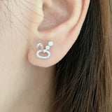 Silver Bunny Blossom Earrings ウサギ