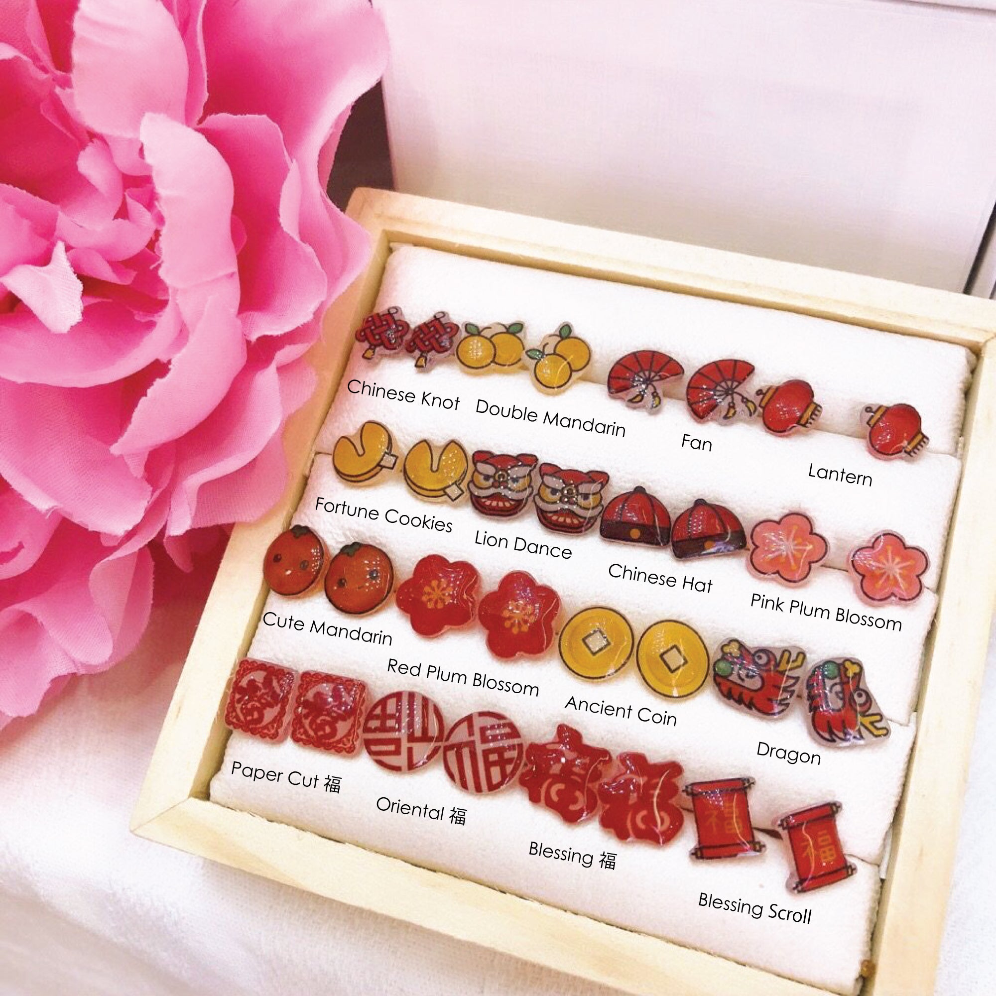 福 Made in Japan Earrings Japanese Style Anting Bride Bridal Dinner 925 Sterling Silver Accessory Fashion Fancy Stylish Costume Jewellery Online Malaysia Shopping Trendy Accessories Daily Wear Jewelry Dainty Minimalist Delicate Clip On Earrings No Piercing Special Perfect Gift From Heart For Your Loved One Chinese New Year Gong Xi Fa Cai 転写ビーズイヤリングピース手作りハンドメードアクセサリー Sakura uv Resin Handmade In Malaysia uvレジン さくら 桜 ひまわり ヒマワリ 向日葵 Oriental Fan Fu Blessing Lion Dance Mandarin idea gift set jewellery