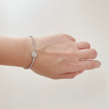 Silver Blossom Heart Tennis Bracelet