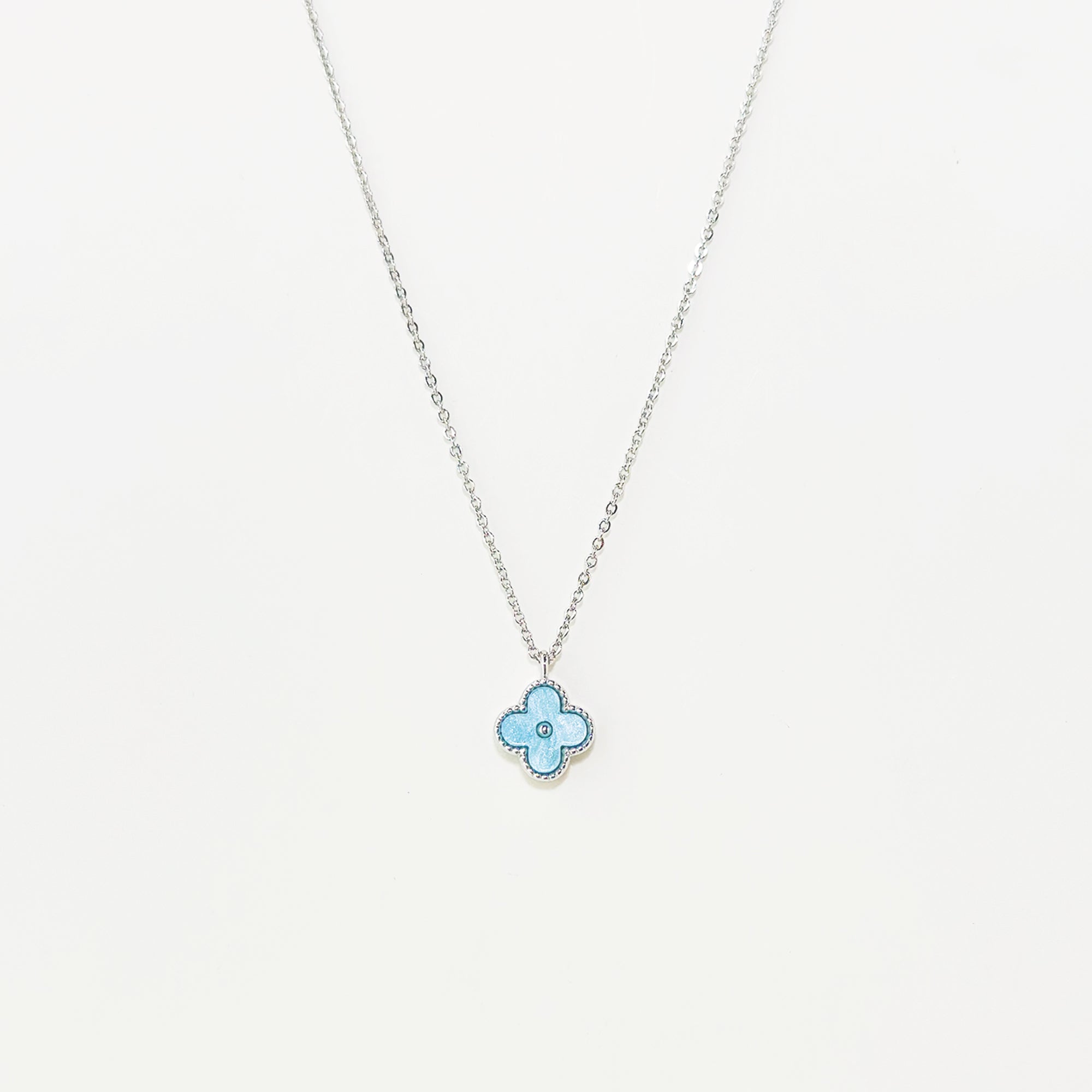 Blue Vanya Diamond Clover Necklace | Made in Korea | Dainty