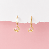 Crescent Moon Huggie Hoop Earrings