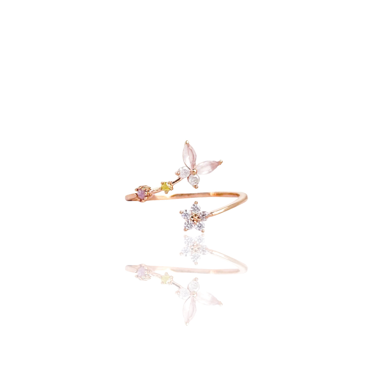 Rose Gold Butterfly Ranunculus Ring | Made in Korea | Dainty Jewellery ...