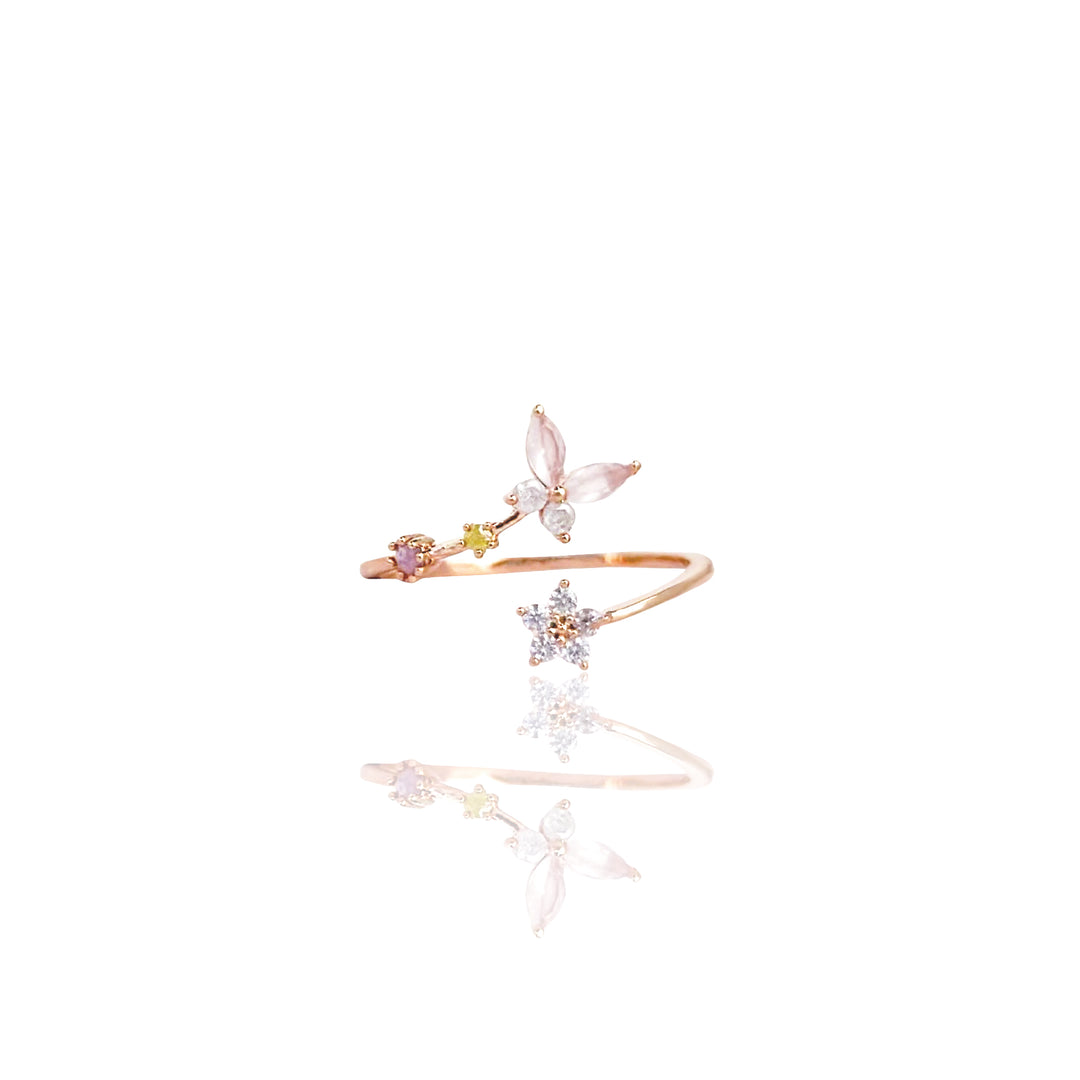 Rose Gold Butterfly Ranunculus Ring | Made in Korea | Dainty Jewellery ...