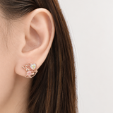 Rose Gold Bunny on the Moon Earrings