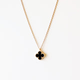 Rose Gold Black Vanya Clover Necklace
