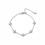 Clover Bloom Bracelet in silver / ROSE GOLD with crystal clover charms on fine chain