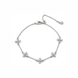 Clover Bloom Bracelet in silver / ROSE GOLD with crystal clover charms on fine chain
