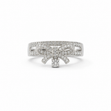Silver Dear Love Ribbon Ring with pavé cubic zirconia bow design, 925 sterling silver rhodium plated, by Aurelia Atelier, IU, perfect crown, kdrama earrings, chanel earrings, ruban, 蝴蝶结耳环，镶嵌密钉立方氧化锆，925纯银镀铑, 