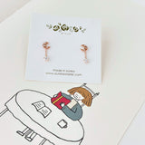 Rose Gold Shooting Moon and Star Earrings