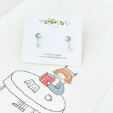 Silver Shooting Moon and Star Earrings