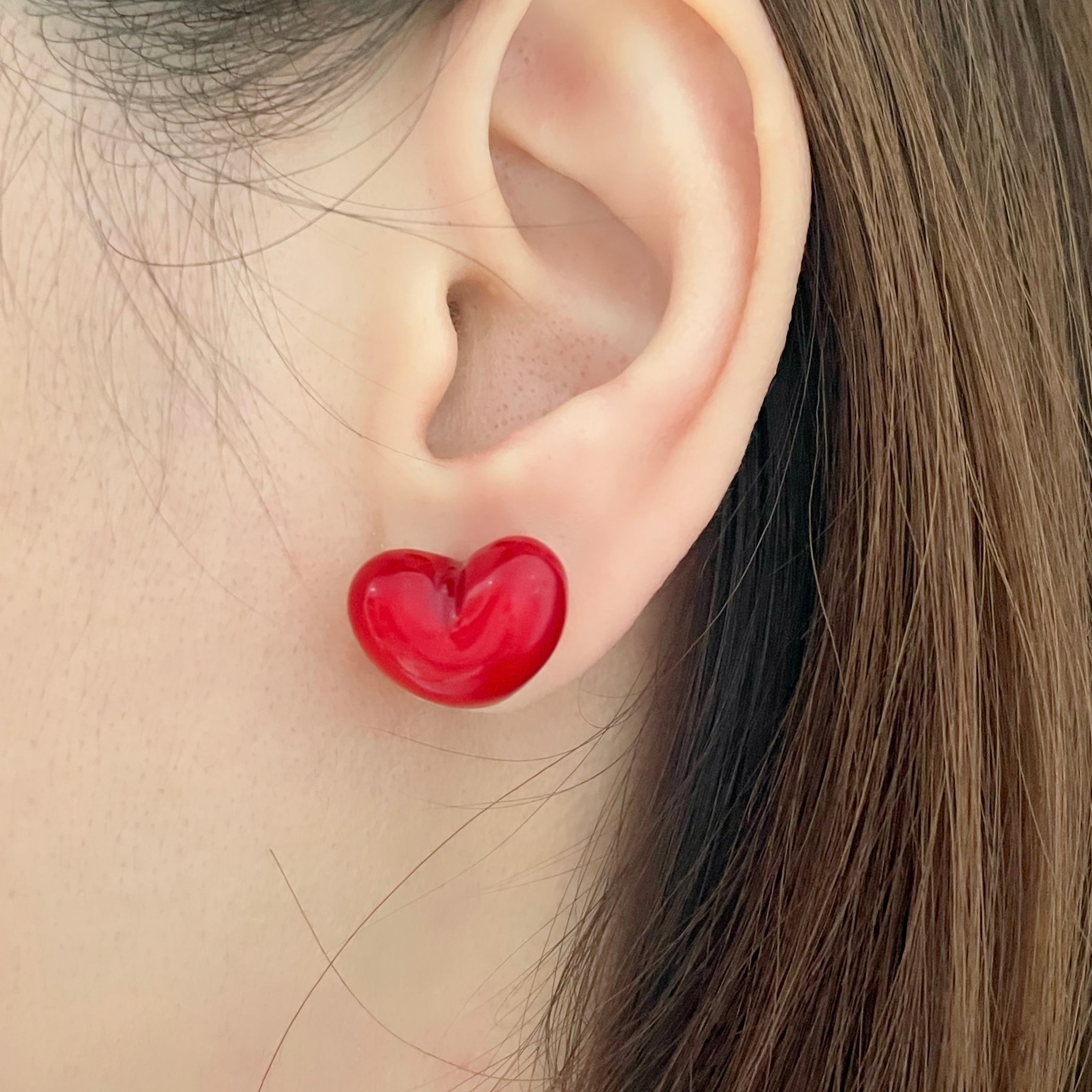 Red Blooming Heart Earrings Made in Korea Dainty Jewellery