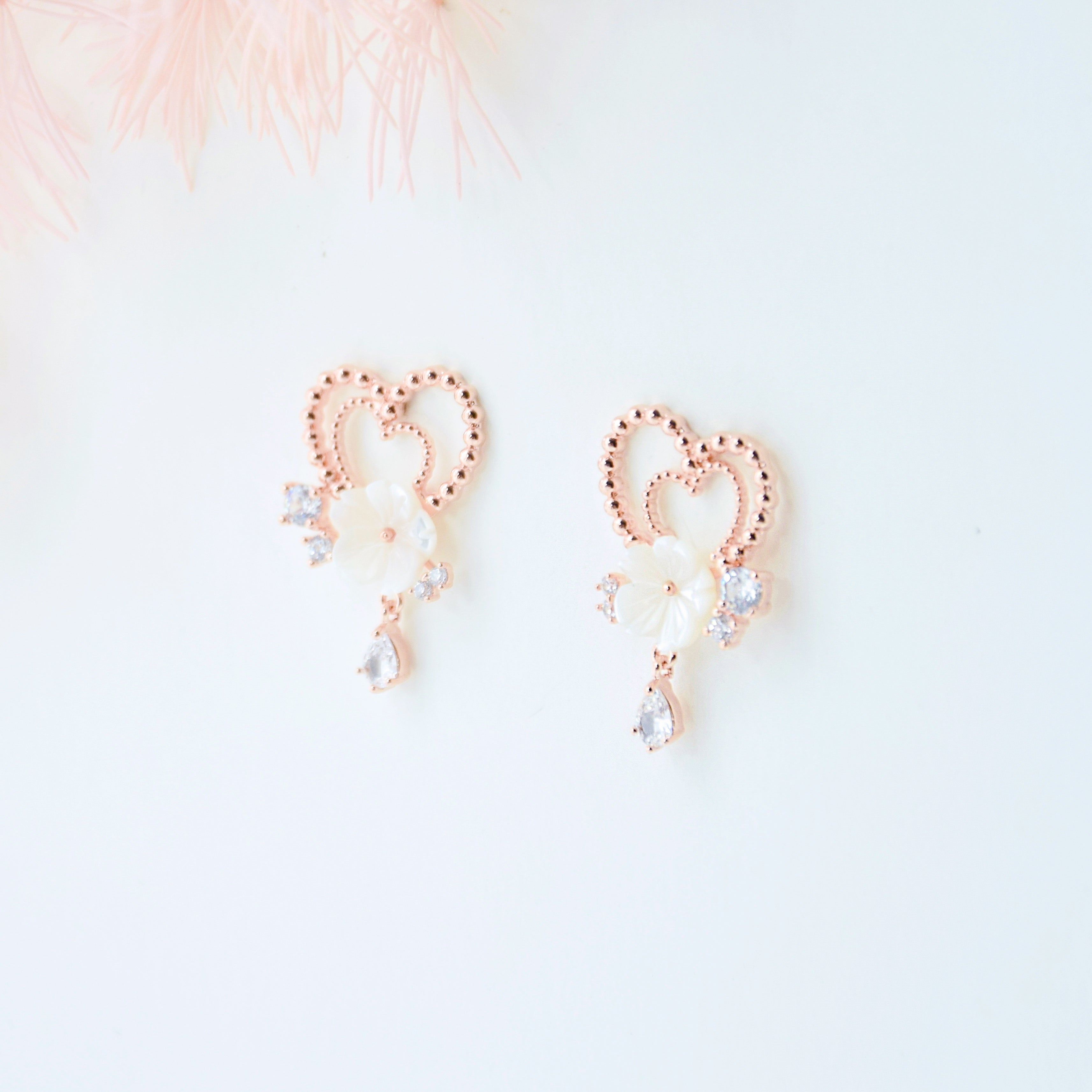 White Sakura Love Earrings | Made in Korea | Dainty Jewellery – Aurelia ...