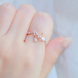 Rose Gold Ring Korea Made Earrings Cubic Zirconia Stone 925 Silver Daily Wear Cincin Adjustable Gift For Her Surprise