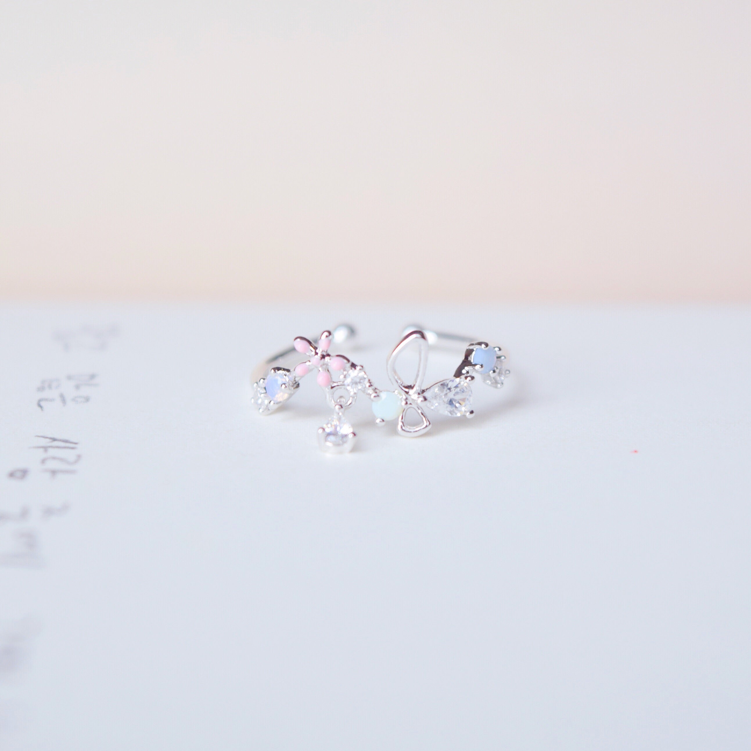  Silver Ring Korea Made Earrings Cubic Zirconia Stone 925 Silver Daily Wear Cincin Adjustable Gift For Girls Surprise