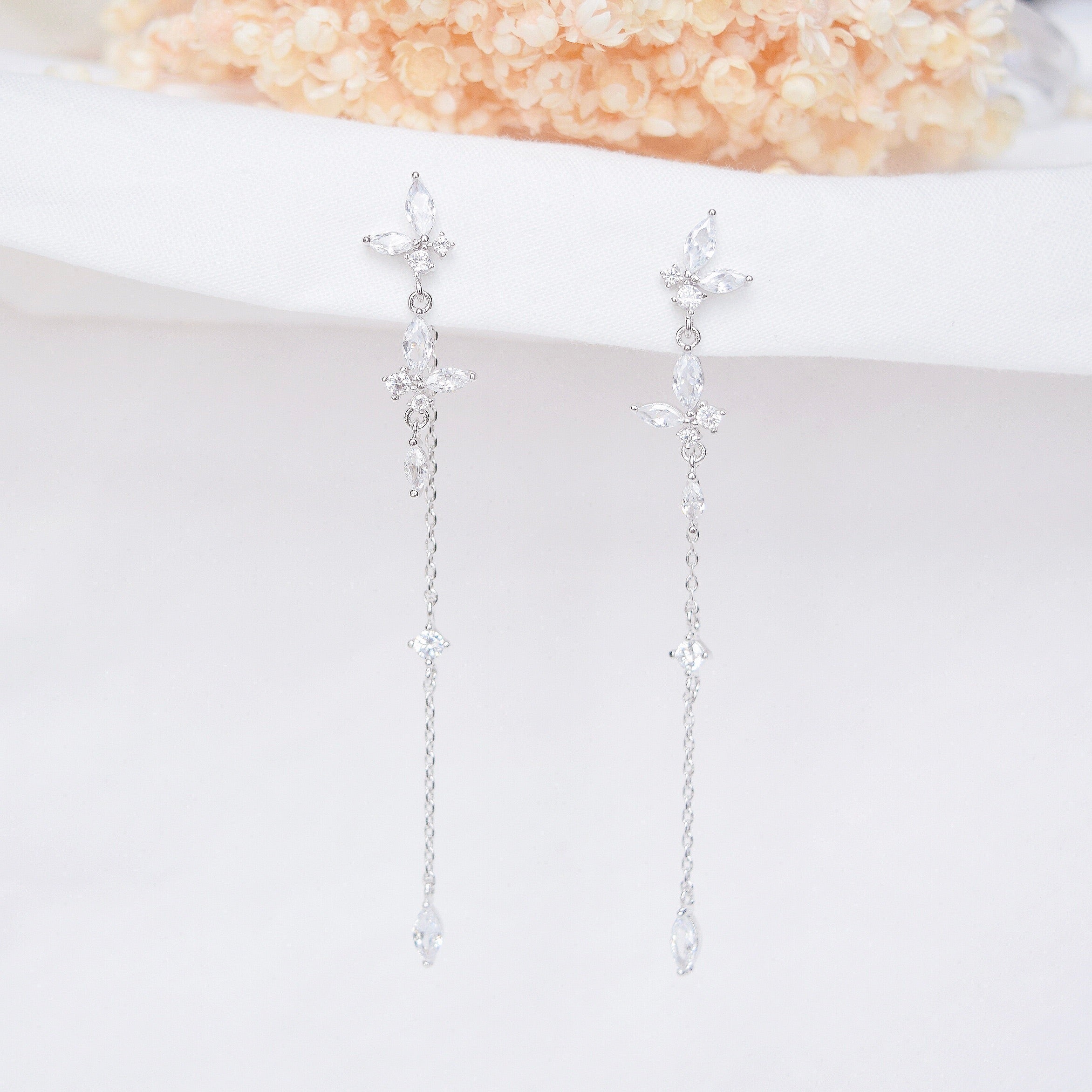 Rose Gold Silver Korea Made Earrings Korean Jewellery Jewelry Local Brand in Malaysia Cubic Zirconia Dainty Delicate Minimalist Jewellery Jewelry Bridal Bride Clip On Earrings 925 Sterling Silver Dinner Accessory 