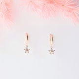 Rose Gold Star Huggie Hoop Earrings