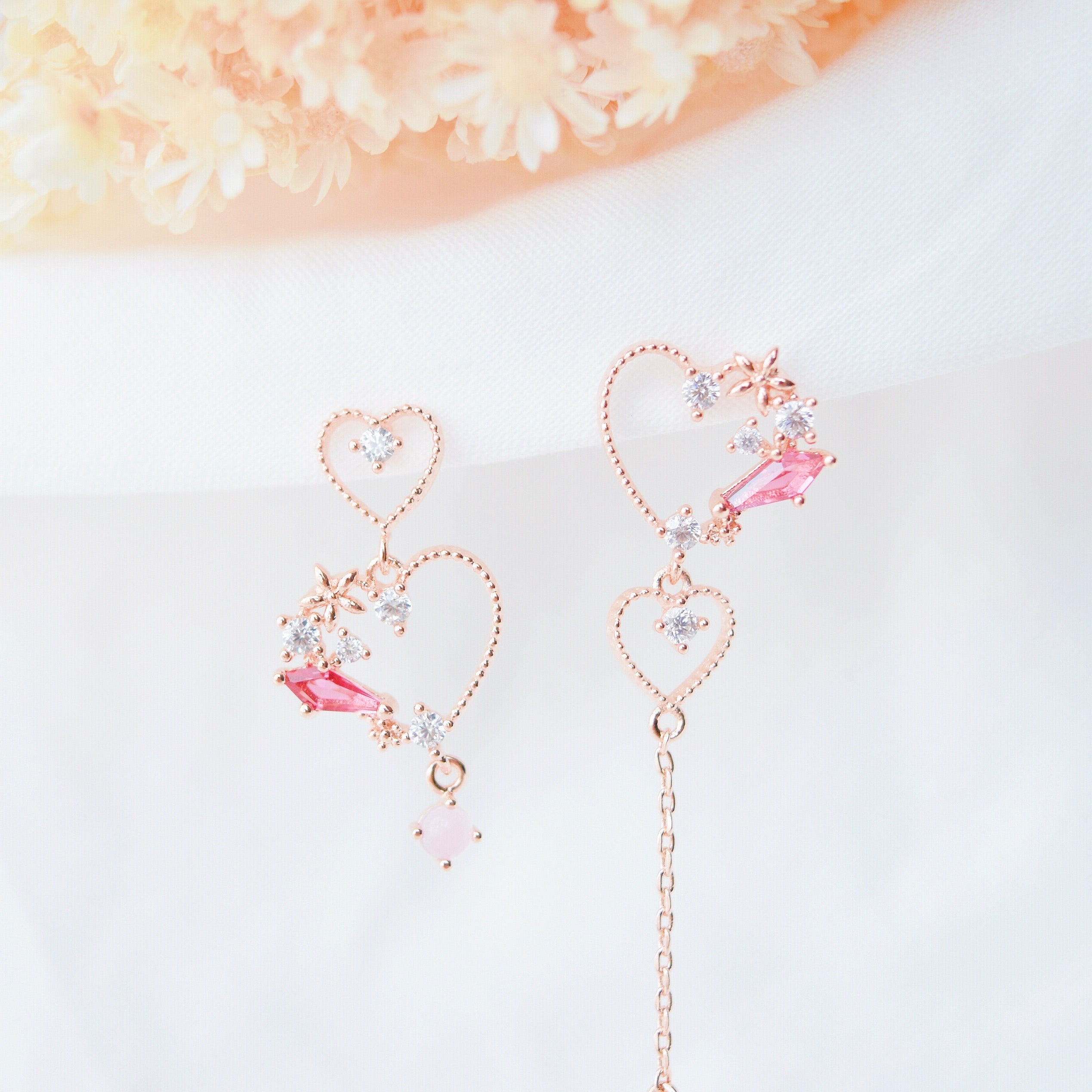 Rose Gold Love in the Mist Earrings | Made in Korea | Dainty Jewellery ...