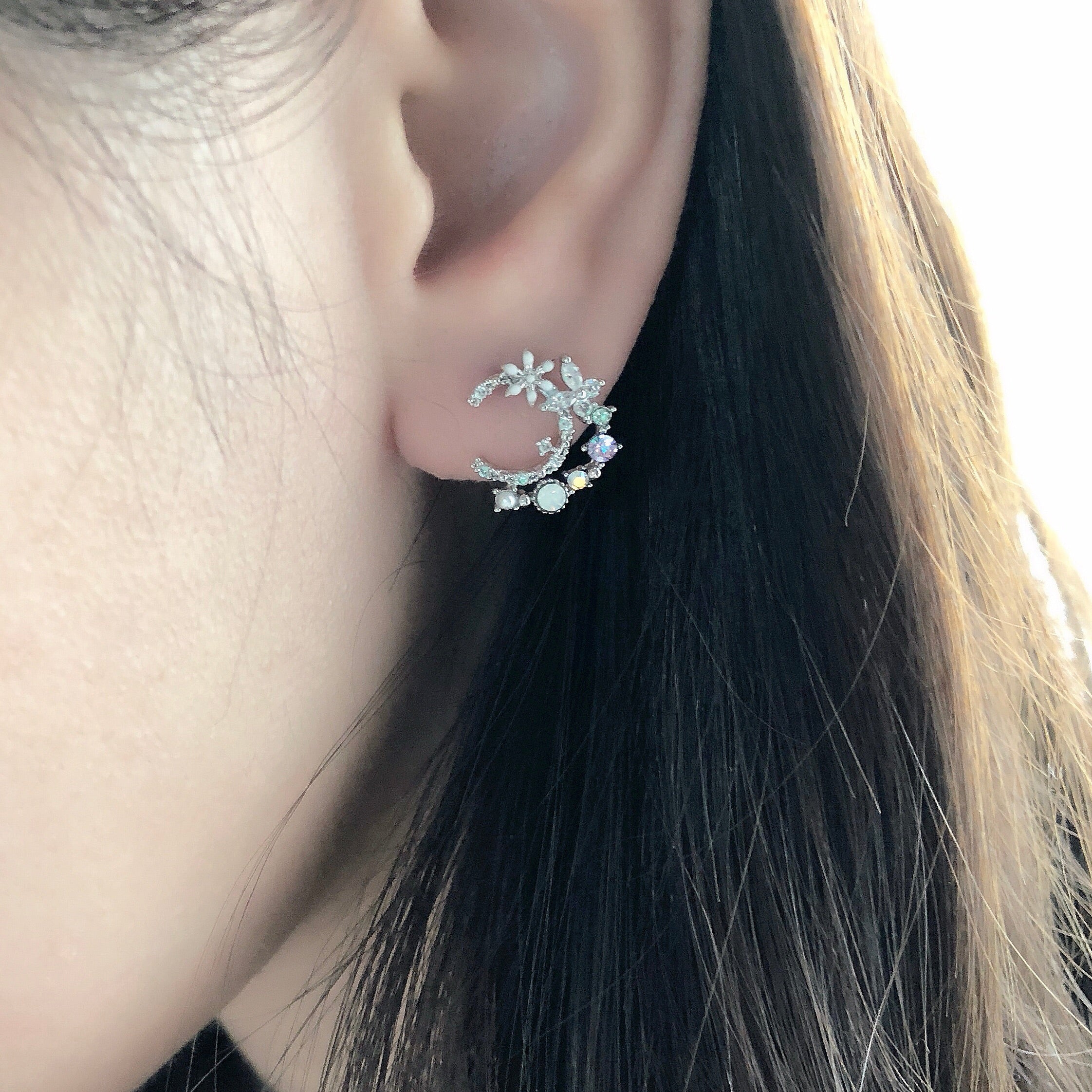 Korea Made Earrings Dainty Delicate Local Brand in Malaysia 925 Sterling Silver Anting Cubic Zirconia Jewellery Jewelry Dainty Minimalist Korean Bridal Earrings Anting