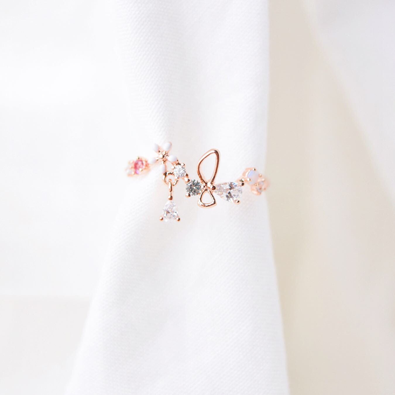 Rose Gold Ring Korea Made Earrings Cubic Zirconia Stone 925 Silver Daily Wear Stylish Cincin Adjustable Jewellery Perfect Surprise Gift For Your Loved One