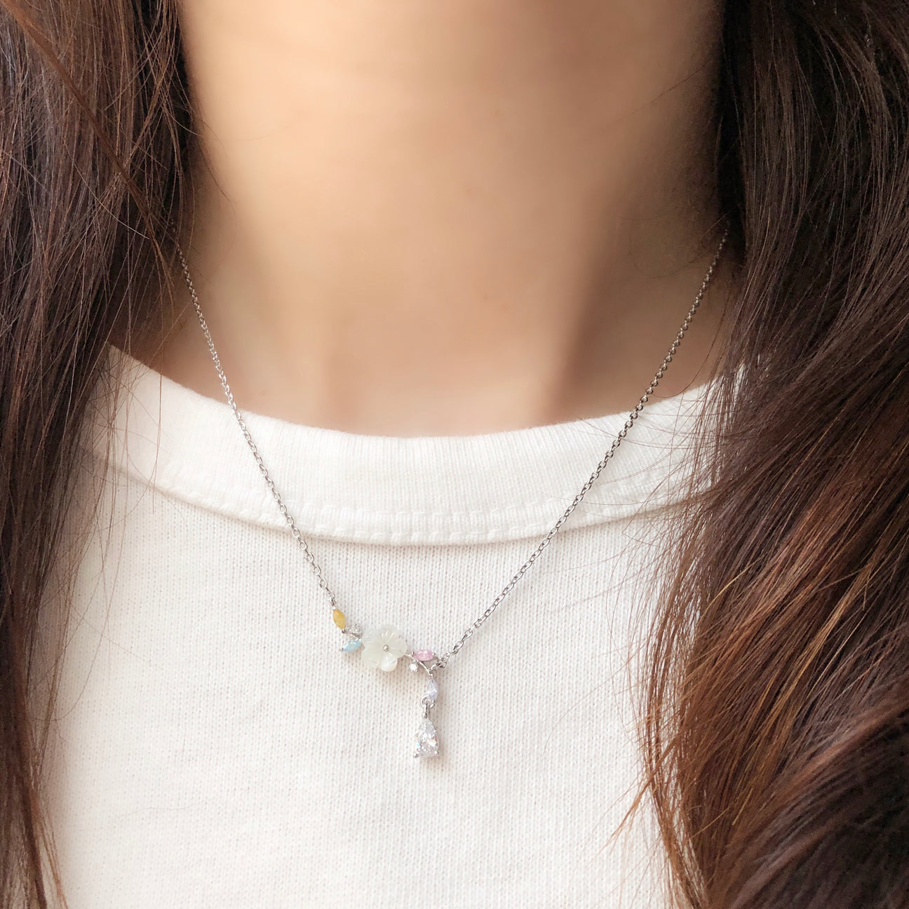Silver Winter Jasmine Necklace | Made in Korea | Dainty Jewellery ...
