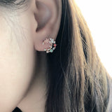 Rose Gold Korea Made Earrings Dainty Delicate Local Brand in Malaysia 925 Sterling Silver Anting Cubic Zirconia Jewellery Jewelry Dainty Minimalist Korean Bridal Earrings Anting