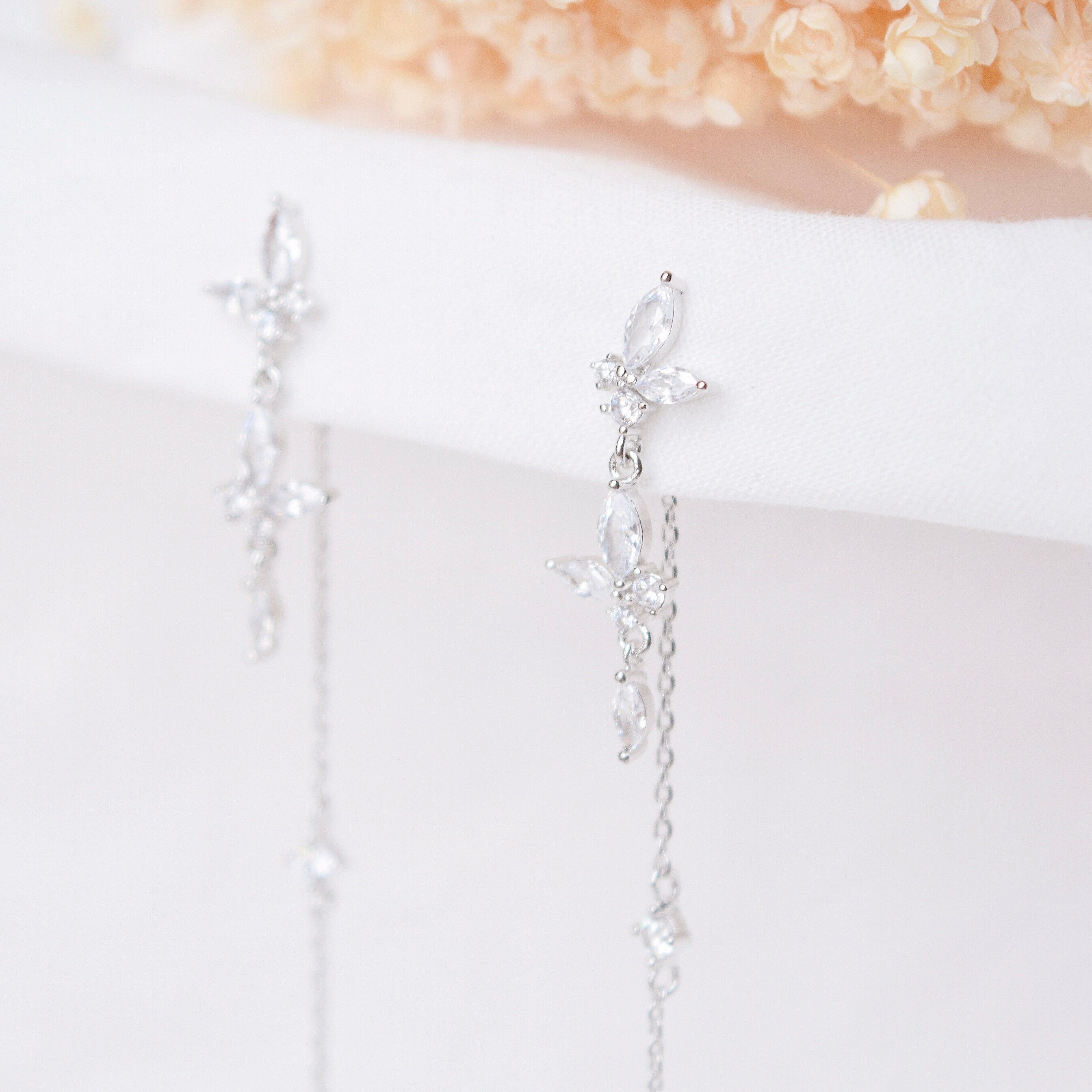 Rose Gold Silver Korea Made Earrings Korean Jewellery Jewelry Local Brand in Malaysia Cubic Zirconia Dainty Delicate Minimalist Jewellery Jewelry Bridal Bride Clip On Earrings 925 Sterling Silver Dinner Accessory 
