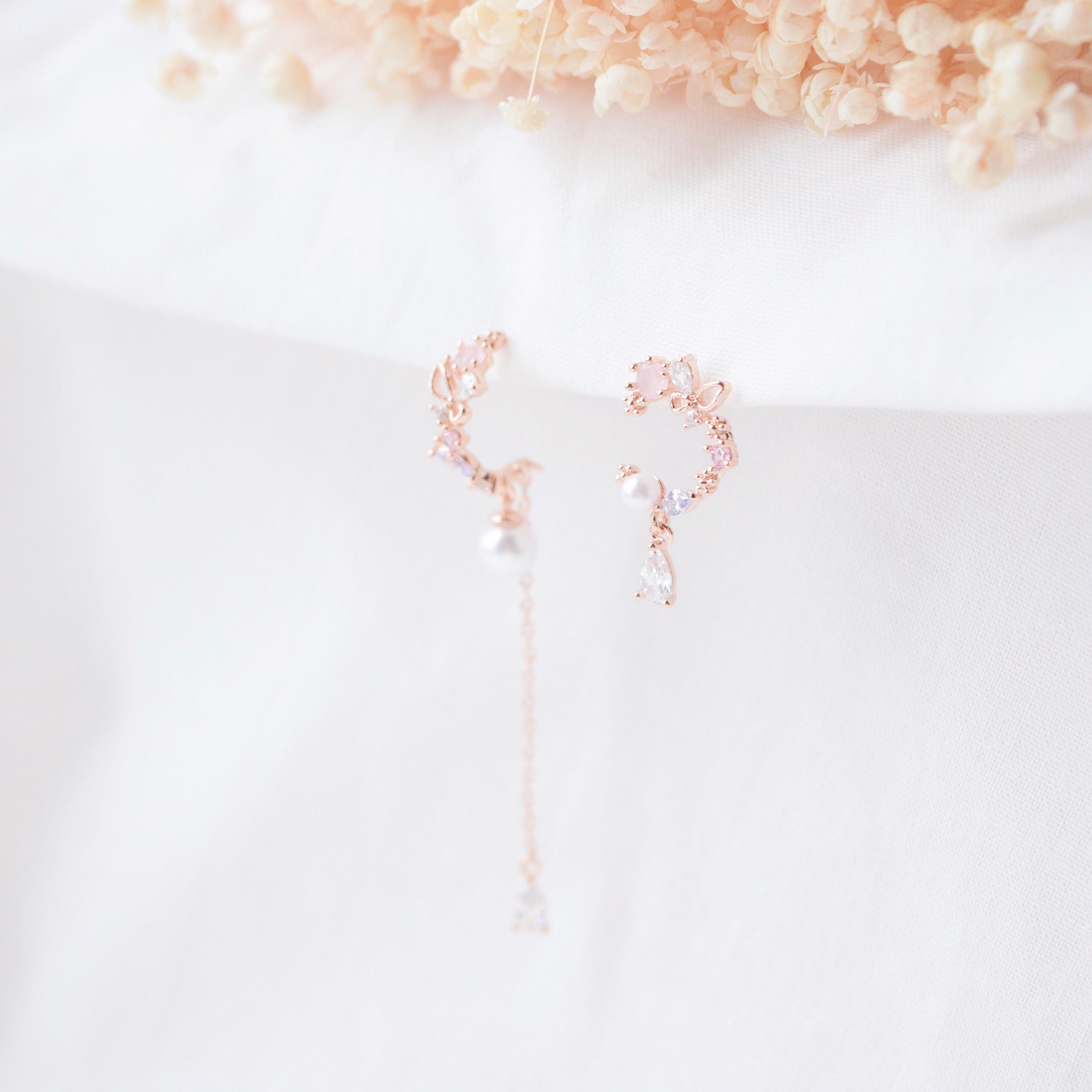 Rose Gold Made in Korea Earrings Korean Anting Cubic Zirconia Bride Bridal Dinner 925 Sterling Silver Accessory Fashion Fancy Stylish Costume Jewellery Online Malaysia Shopping Trendy Accessories Daily Wear Jewelry Dainty Minimalist Delicate Clip On Earrings No Piercing Special Perfect Gift From Heart For Your Loved One