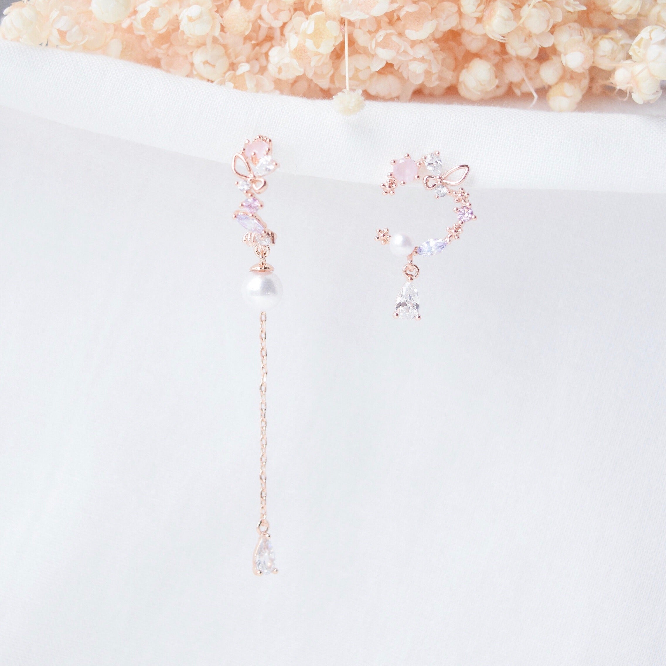 Rose Gold Made in Korea Earrings Korean Anting Cubic Zirconia Bride Bridal Dinner 925 Sterling Silver Accessory Fashion Fancy Stylish Costume Jewellery Online Malaysia Shopping Trendy Accessories Daily Wear Jewelry Dainty Minimalist Delicate Clip On Earrings No Piercing Special Perfect Gift From Heart For Your Loved One