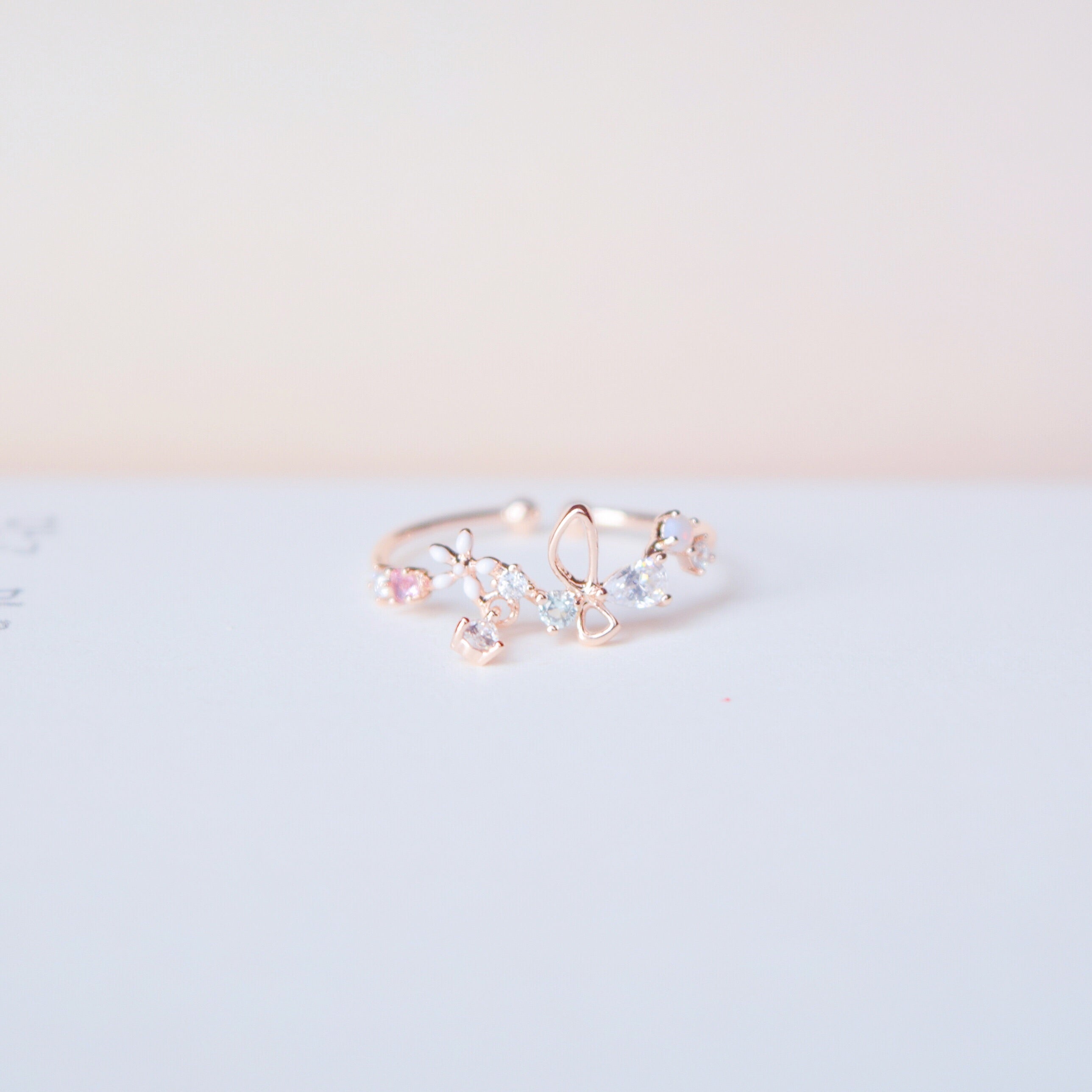 Rose Gold Ring Korea Made Earrings Cubic Zirconia Stone 925 Silver Daily Wear Cincin Adjustable Gift For Her Surprise