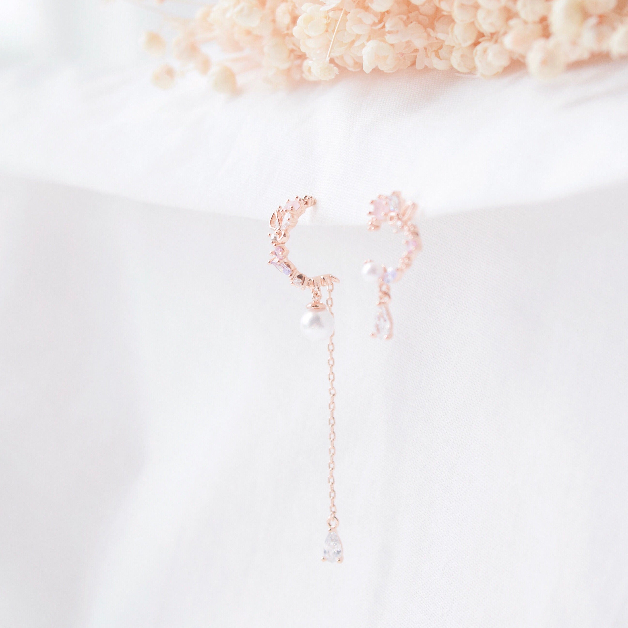 Rose Gold Made in Korea Earrings Korean Anting Cubic Zirconia Bride Bridal Dinner 925 Sterling Silver Accessory Fashion Fancy Stylish Costume Jewellery Online Malaysia Shopping Trendy Accessories Daily Wear Jewelry Dainty Minimalist Delicate Clip On Earrings No Piercing Special Perfect Gift From Heart For Your Loved One