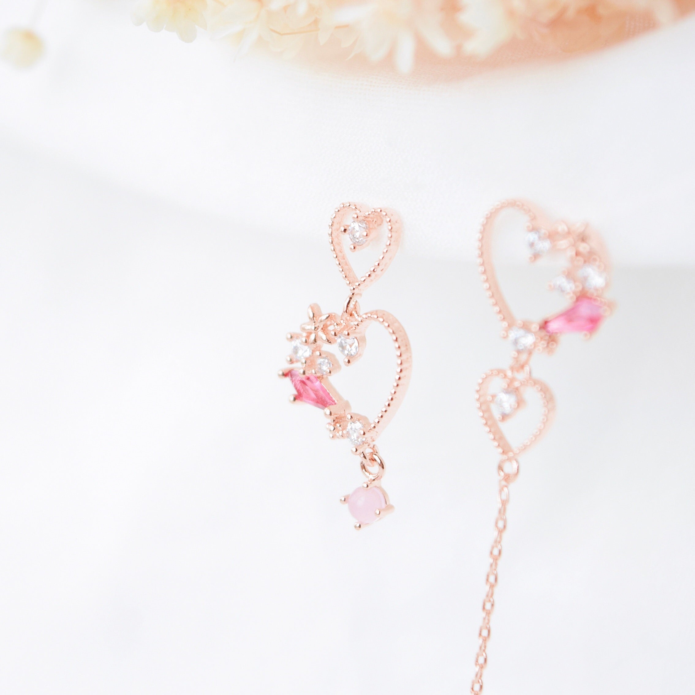 Rose Gold Korea Made Earrings Local Brand in Malaysia Cubic Zirconia Dainty Delicate Minimalist Jewellery Jewelry Bridal Bride Clip On Earrings 925 Sterling Silver