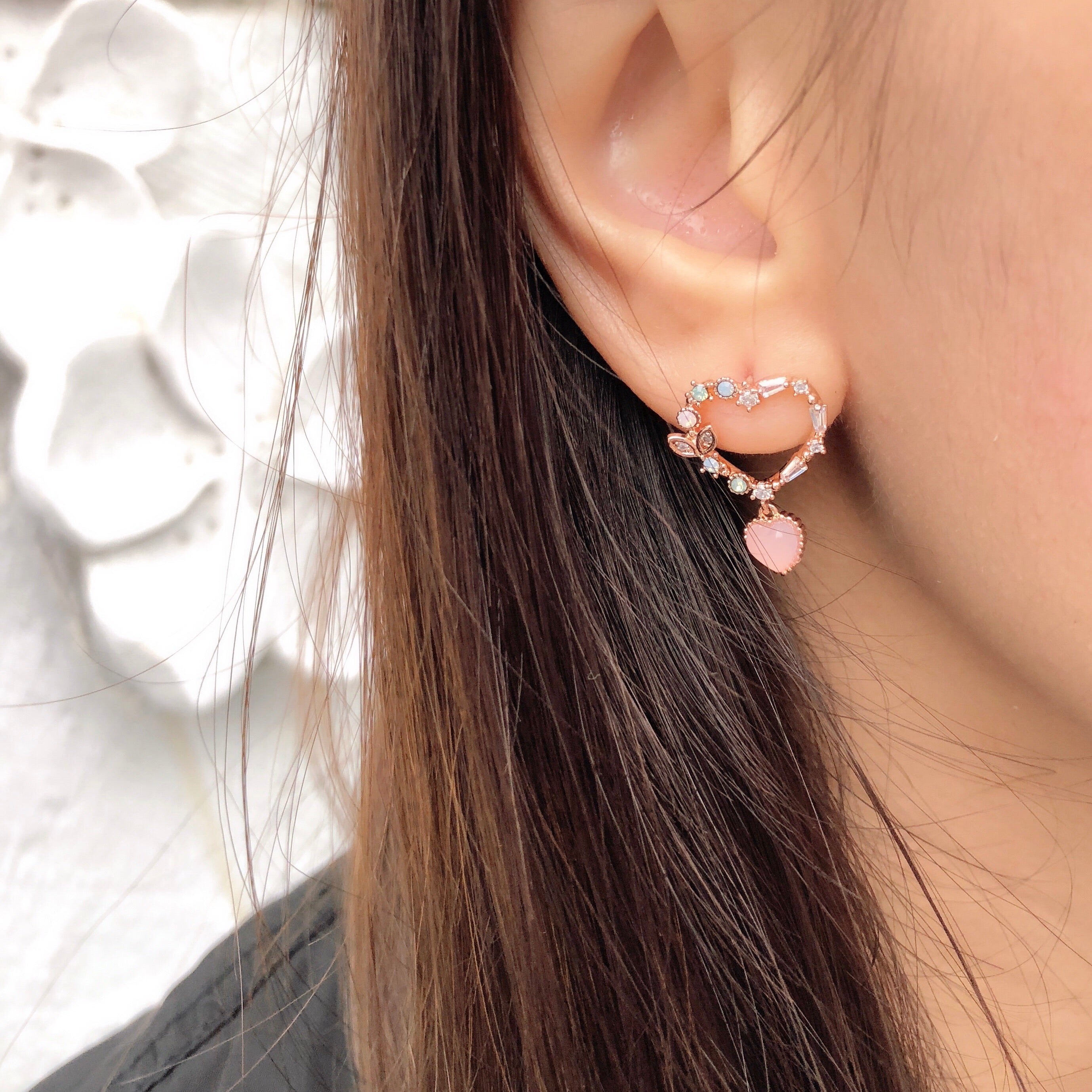 Rose Gold Korea Made Earrings Local Brand in Malaysia Minimalist Dainty 925 Sterling Silver Cubic Zirconia Clip On Earrings Wedding Earrings