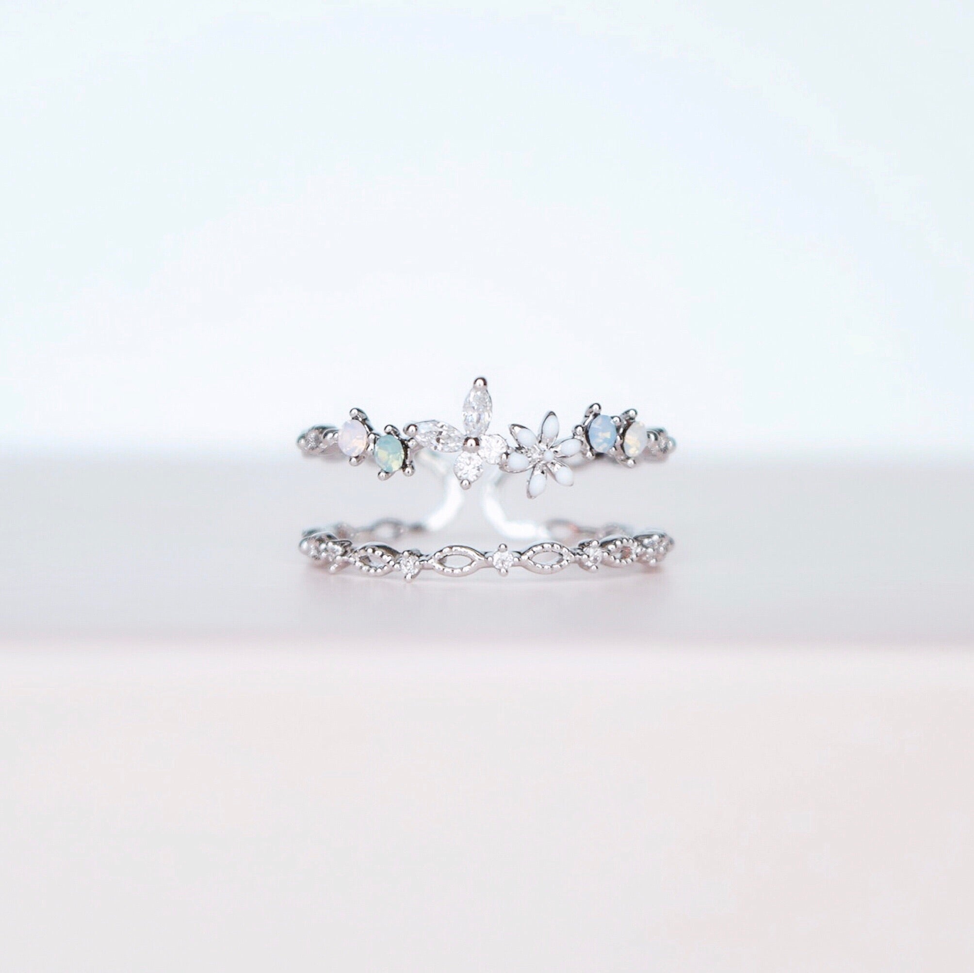 Silver Ring Korea Made Earrings Cubic Zirconia Stone 925 Silver Daily Wear Fashion Cincin Jewellery Stylish Adjustable Unique Gift