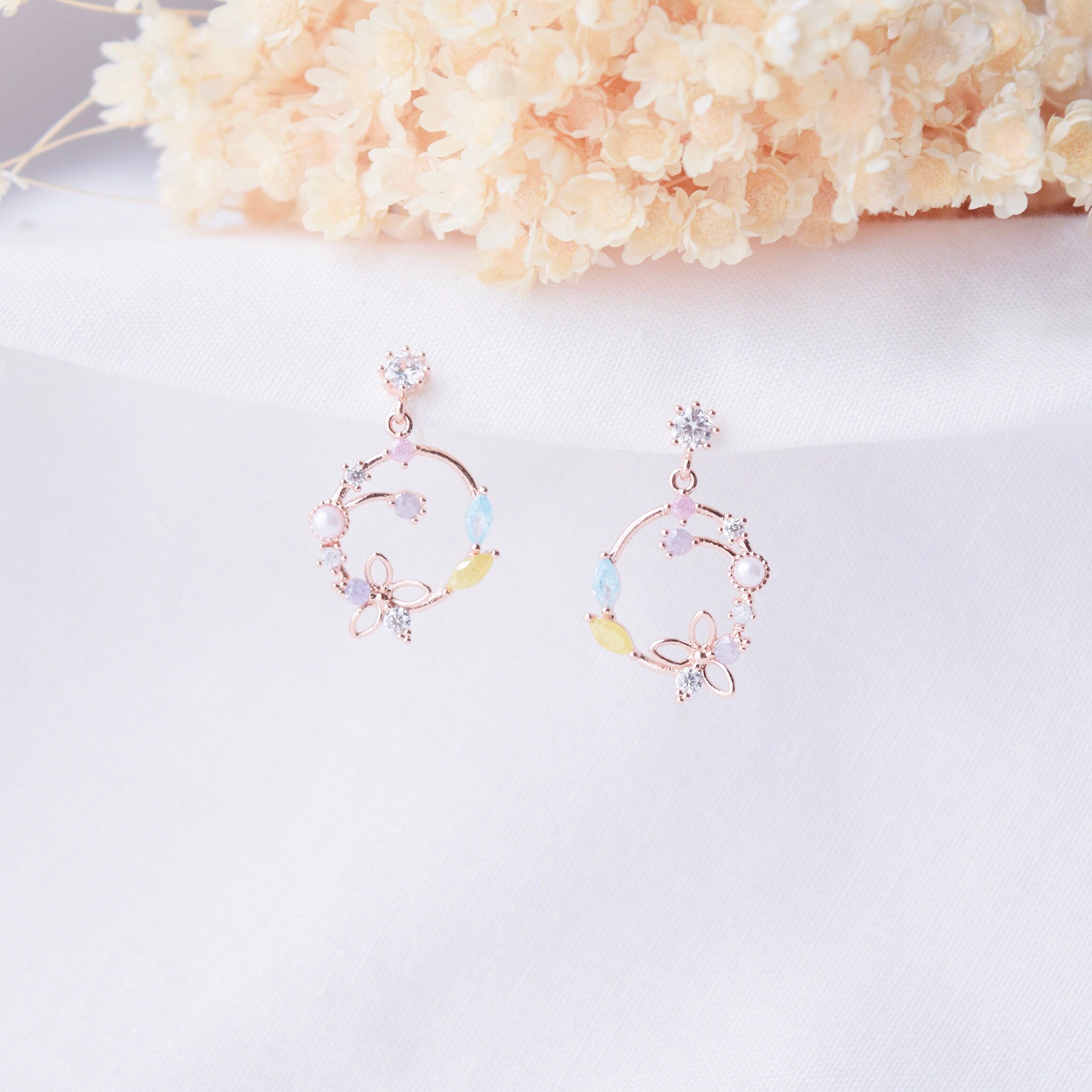 Eustoma In Ear Rose Gold Eustoma Earrings | Made in Korea | Dainty Jewellery – Aurelia ...